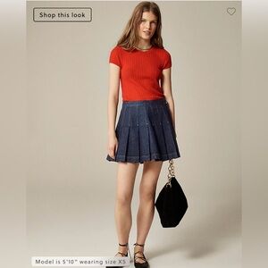 J.Crew Pleated Denim Mini Skirt – Dark Rinse – Size 10 👖✨